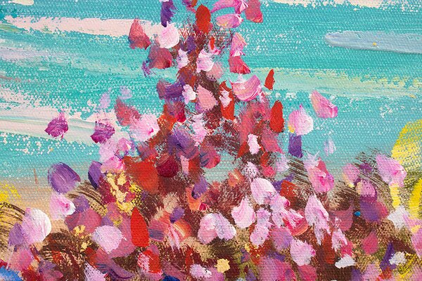Tablou pictat manual PLAJĂ 1 parte - 120x40 cm - 120×40 cm / Clasic 2 cm