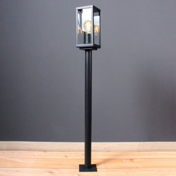 Eco-Light Lampă de trotuar Karo cu senzor crepuscular, Negru, Metal, Modern, Felinar