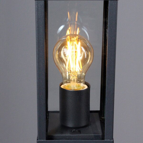 Eco-Light Lampă de trotuar Karo cu senzor crepuscular, Negru, Metal, Modern, Felinar