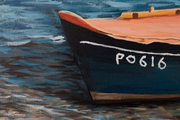 Tablou pictat manual BOAT 1 parte - 120x90 cm - 120×90 cm / Clasic 2 cm