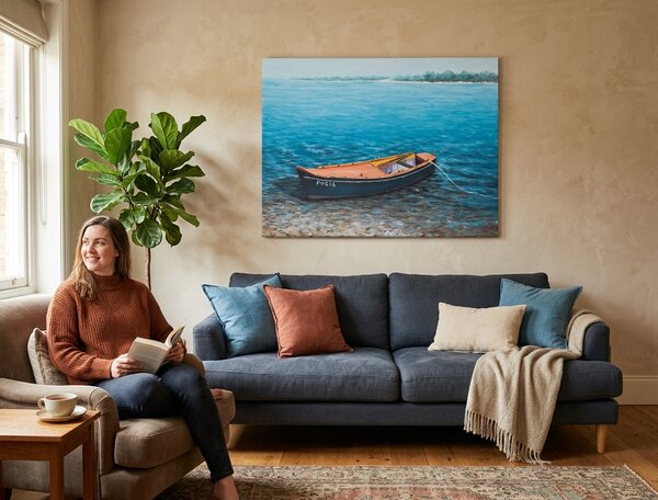 Tablou pictat manual BOAT 1 parte - 120x90 cm - 120×90 cm / Clasic 2 cm