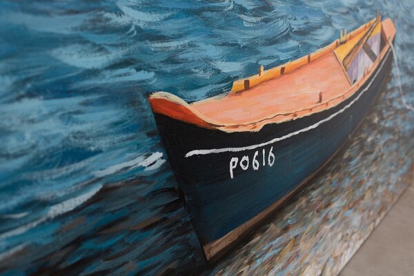 Tablou pictat manual BOAT 1 parte - 120x90 cm - 120×90 cm / Clasic 2 cm