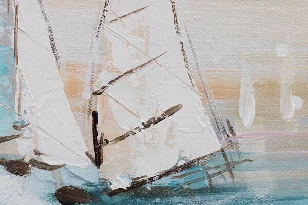 Tablou pictat manual BOATS 1 parte - 90x60 cm - 90×60 cm / Klasický 2 cm