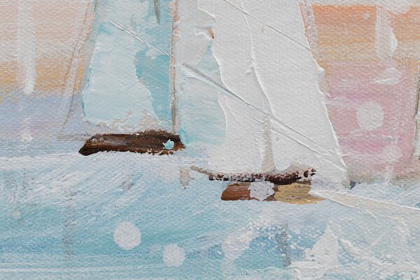 Tablou pictat manual BOATS 1 parte - 90x60 cm - 90×60 cm / Klasický 2 cm