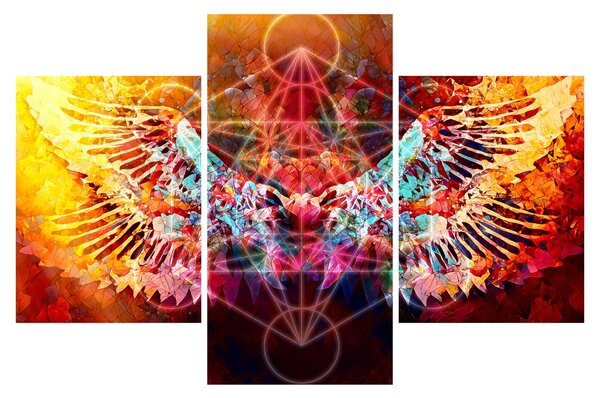 Tablou - Merkaba cu aripi, abstracție (90x60 cm)