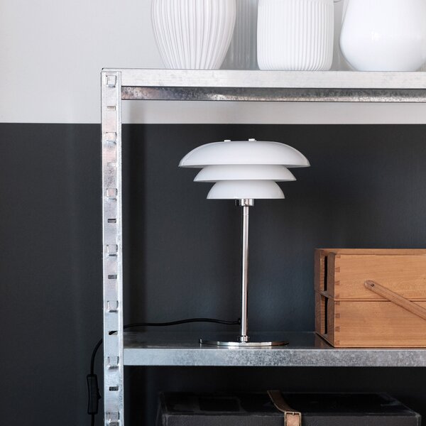 Dyberg Larsen DL20 lampă masă abajur sticlă, crom, Alb, Camera de zi / sufragerie, Metal, Scandinavă