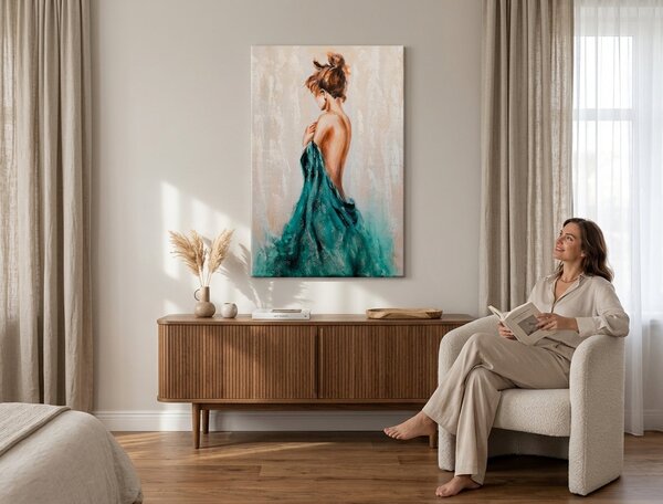 Tablou pictat manual FEMEIE 1 parte - 60x90 cm - 60×90 cm / Klasický 2 cm