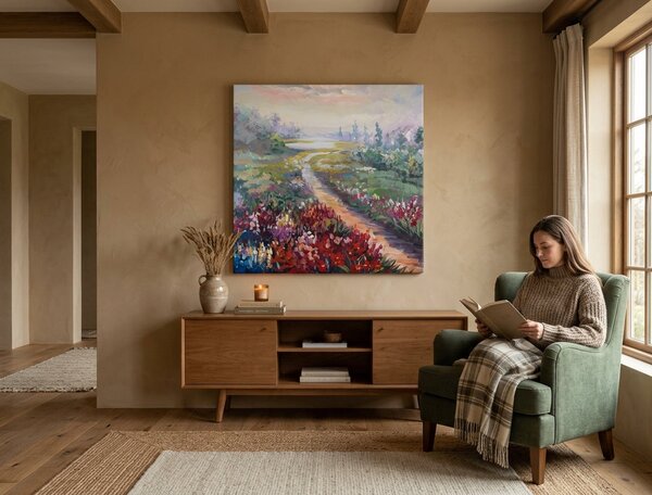Tablou pictat manual LUKE 1 parte 70x70 cm - 70×70 cm / Clasic 2 cm