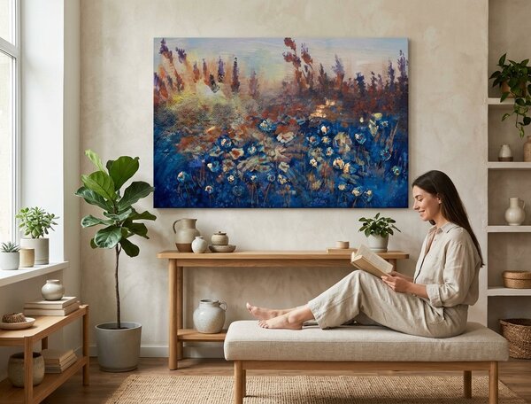 Tablou pictat manual LUKE 1 parte 90x60 cm - 90×60 cm / Clasic 2 cm