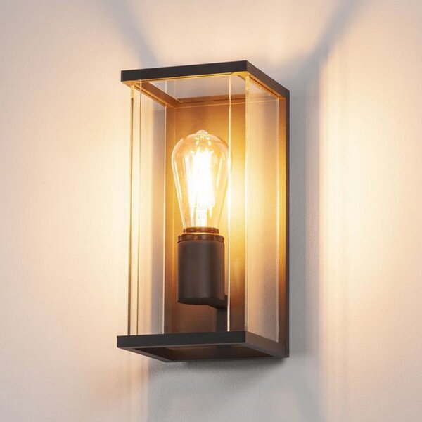 SLV Lampă de perete pentru exterior Quadrulo în formă felinar, reglabil, Negru, Metal, Modern, Felinar