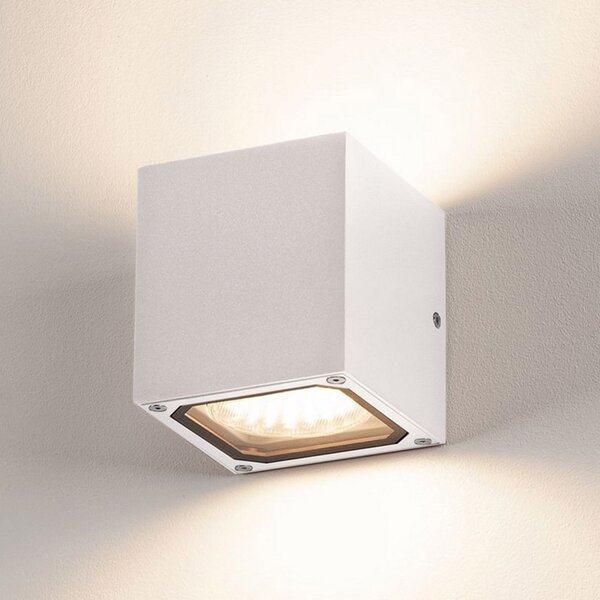 SLV Sitra Cube pentru exterior, alb, Alb, Metal, Modern, Perete unghiular
