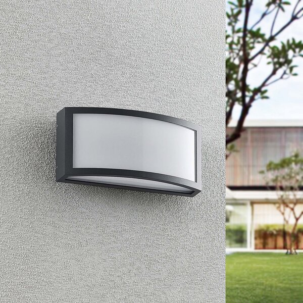 Lindby Jakari LED lampă de perete pentru exterior, unghiulară, albă, Negru, Metal, Modern