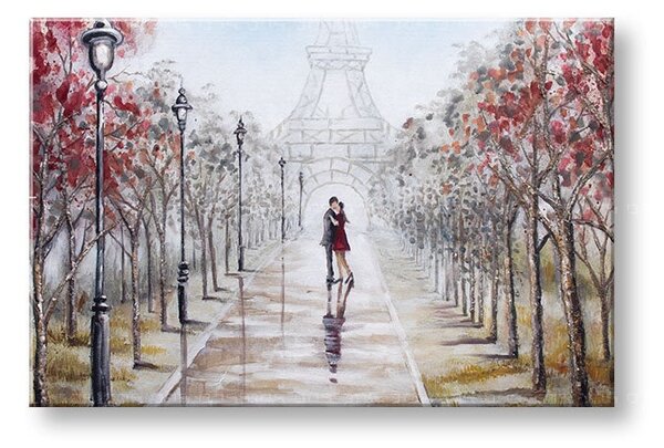 Tablou pictat manual PARIS 90x60 cm - 90x60 cm