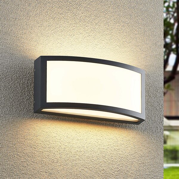 Lindby Jakari LED lampă de perete pentru exterior, unghiulară, albă, Negru, Metal, Modern