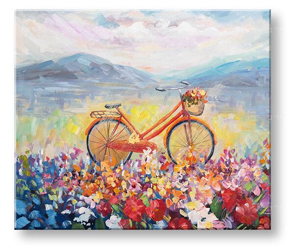 Tablou pictat manual SUMMER ON THE RIVER 1 parte 70x60 cm - 70×60 cm / Clasic 2 cm