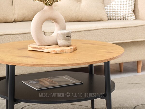 Măsuță de cafea Randolf Xl (stejar + negru). Promo -12%. 1111701