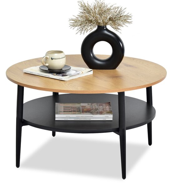 Măsuță de cafea Randolf Xl (stejar + negru). Promo -12%. 1111701