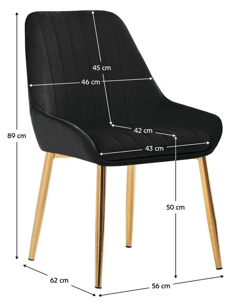 KONDELA Scaun de masă, negru ţesătură Velvet/gold crom-auriu, PERLIA