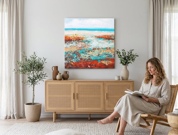 Tablou pictat manual THE SEA 1 parte - 60x60 cm - 60×60 cm / Clasic 2 cm