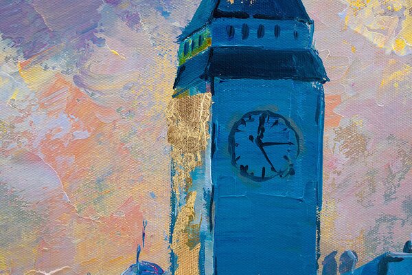 Tablou pictat manual WALKING THROUGH THE ORAȘ 1-parte 60x90 cm - 60×90 cm / Clasic 2 cm