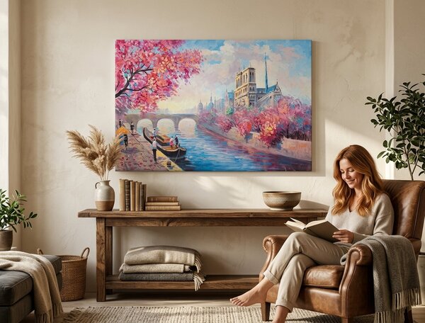 Tablou pictat manual VENICE 1 parte - 90x60 cm - 90×60 cm / Clasic 2 cm
