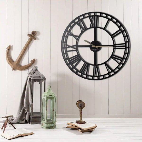 Ceas perete Classic, negru, metal, 50x50 cm