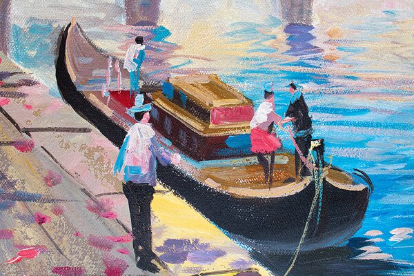 Tablou pictat manual VENICE 1 parte - 90x60 cm - 90×60 cm / Clasic 2 cm