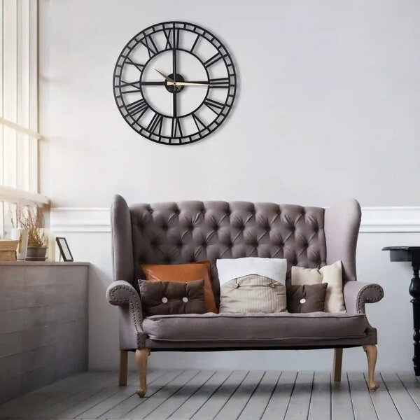 Ceas perete Classic, negru, metal, 50x50 cm