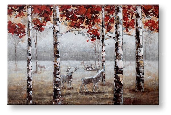 Tablou pictat manual WALKING THROUGH THE WOODS 1 parte 90x60 cm - 90×60 cm / Clasic 2 cm