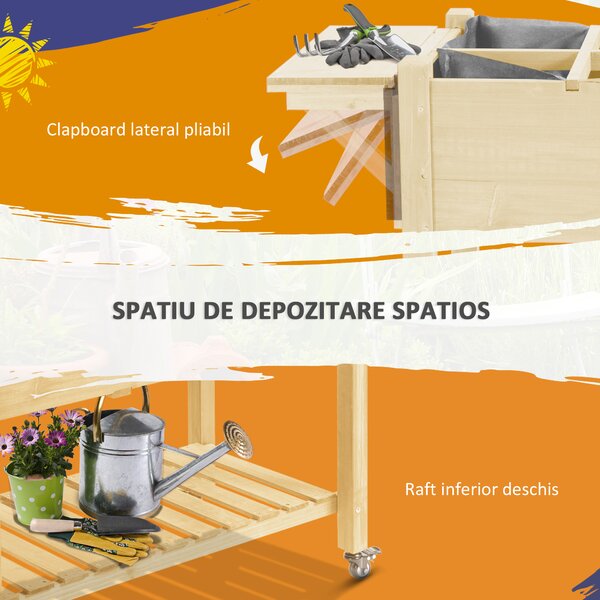Outsunny Jardiniera din lemn pentru gradina, 123x54x74cm, maro | Aosom Romania