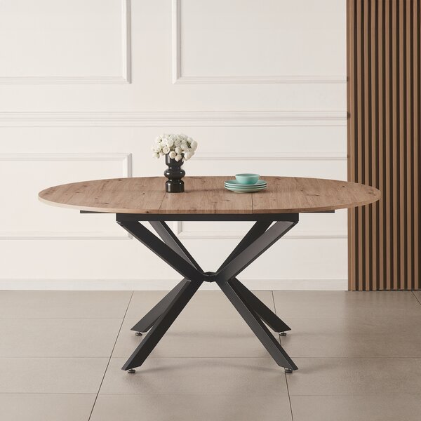 KONDELA Masă extensibilă de dining, stejar artisan / neagră, 100x100-140x75 cm, ABERO TIP 1