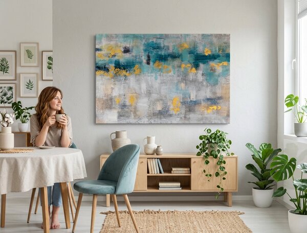 Tablou pictat manual ABSTRACT 1 parte 120x80 cm - 120×80 cm / Clasic 2 cm