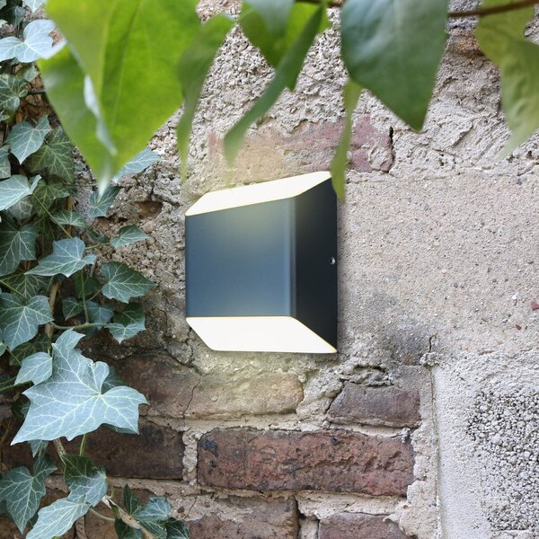 Eco-Light Aplică LED exterior Flyod up-/downlight antracit, Negru, Metal, Modern, Priză de perete sus / jos