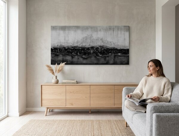 Tablou pictat manual ABSTRACT 1 parte 120x60 cm - 120×60 cm / Clasic 2 cm