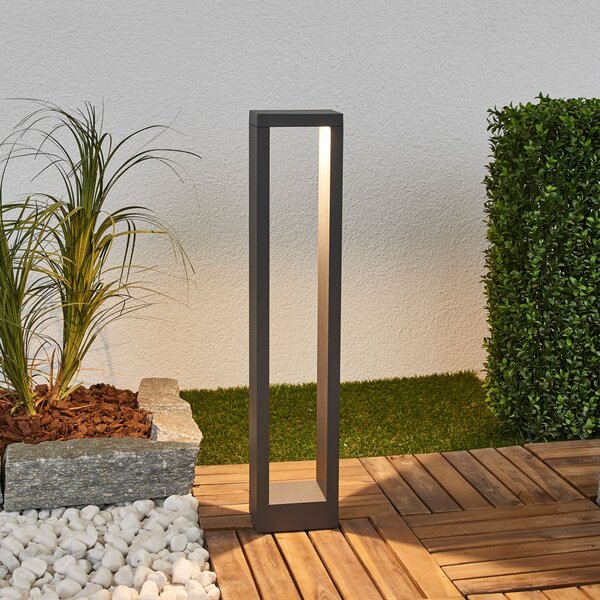 Lucande Jupp bornă luminoasă LED, set de 4, 60 cm, antracit, IP54, Negru, Aluminiu, Modern