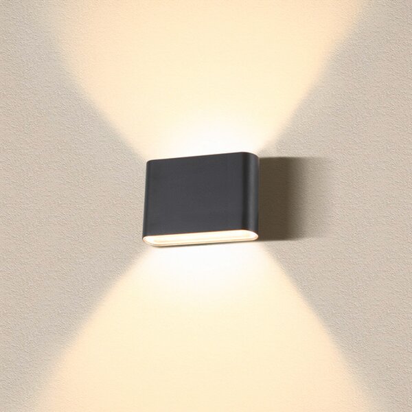 SLV Oval Lampă de perete exterior up/down CCT 13,5 cm negru, Negru, Metal, Modern