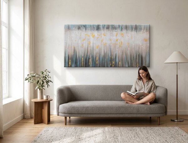 Tablou pictat manual ABSTRACT 1 parte 140x70 cm - 140×70 cm / Clasic 2 cm