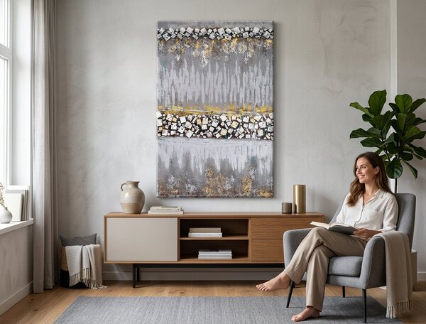 Tablou pictat manual ABSTRACT 1 parte 60x90 cm - 60×90 cm / Clasic 2 cm