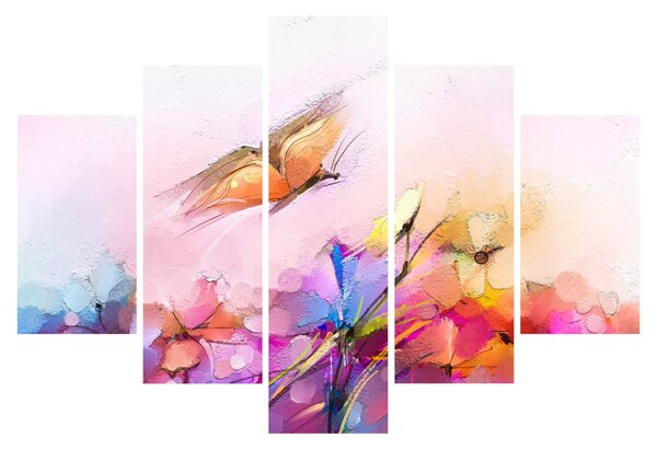 Tablou - Fluture asupra florilor, abstracție (150x105 cm)