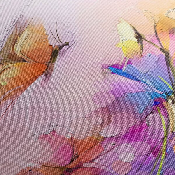 Tablou - Fluture asupra florilor, abstracție (90x60 cm)