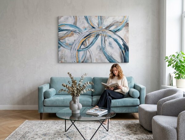 Tablou pictat manual ABSTRACT 1 parte 120x80 cm - 120×80 cm / Clasic 2 cm