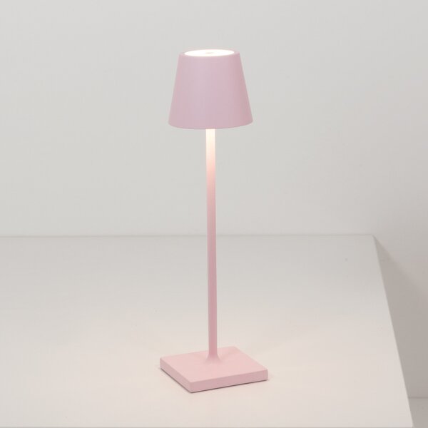 Zafferano Lampă cu acumulator Poldina micro IP65 roz, reglabil, Roz / Rosé, Aluminiu, Modern