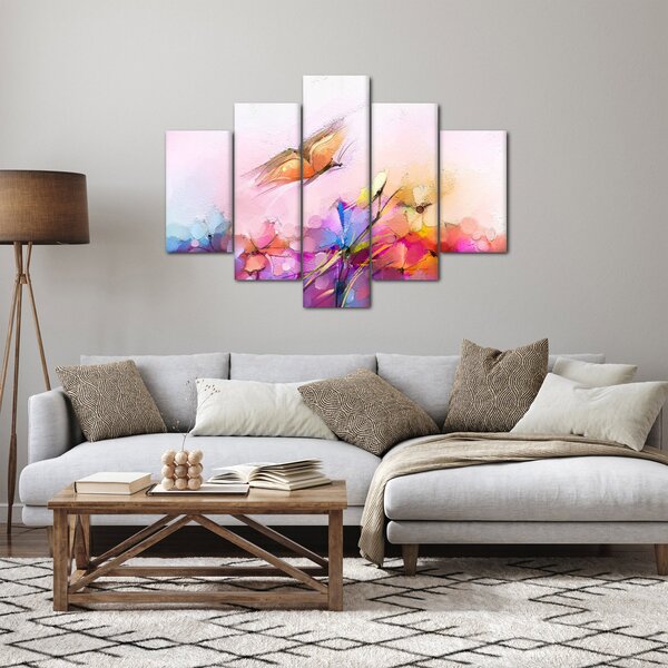 Tablou - Fluture asupra florilor, abstracție (150x105 cm)