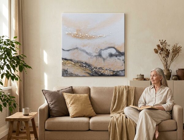 Tablou pictat manual ABSTRACT 1 parte 70x70 cm - 70×70 cm / Klasický 2 cm