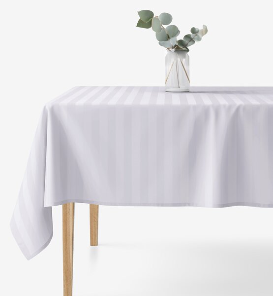 Goldea față de masă din damasc - dungi gri deschis cu luciu satinat 140 x 220 cm
