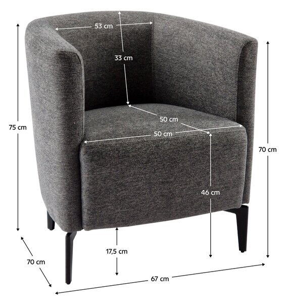 KONDELA Fotoliu de design, gri / negru, KAPY