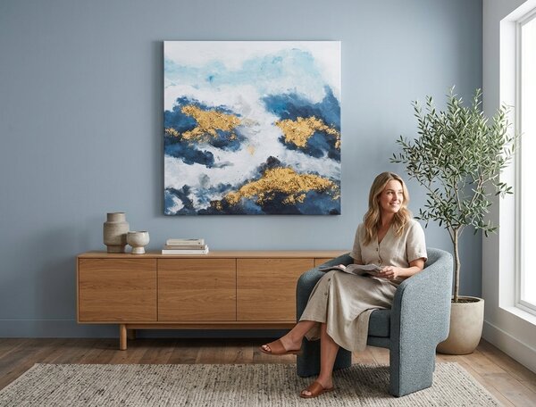 Tablou pictat manual ABSTRACT 1 parte 70x70 cm - 70×70 cm / Klasický 2 cm