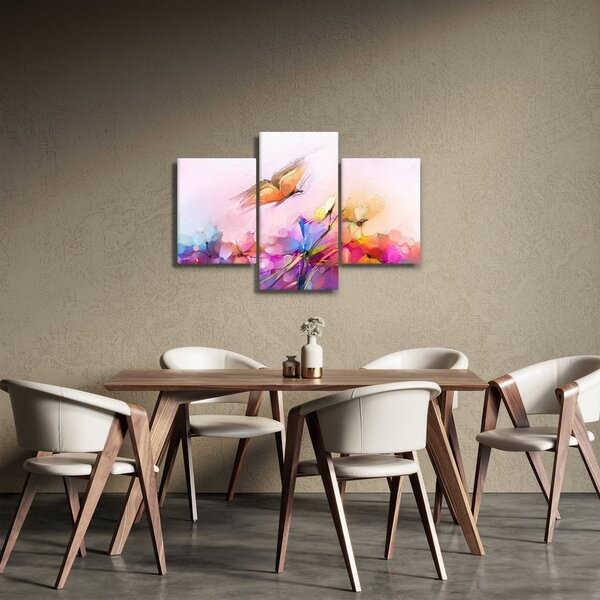 Tablou - Fluture asupra florilor, abstracție (90x60 cm)