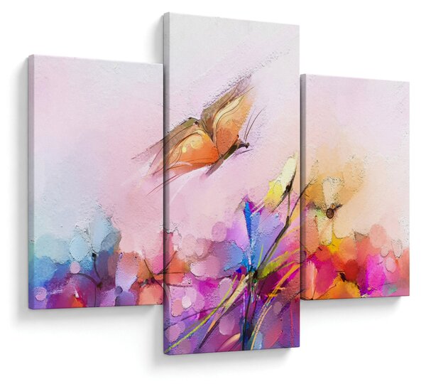 Tablou - Fluture asupra florilor, abstracție (90x60 cm)