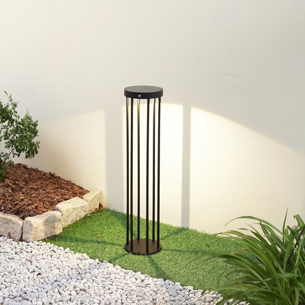 Lucande Evelis LED bornă luminoasă LED, negru, aluminiu, senzor, Negru, Aluminiu, Modern